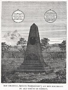 Brno Dobrovského hrob, Medau, litografie, 1837