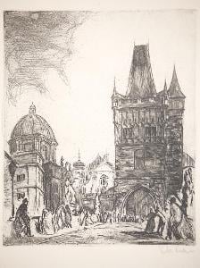 Praha Mostecká věž, Pian, suchá jehla, 1940