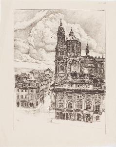 Praha Sv.Mikuláš, Engelmüller, litografie , (1920)