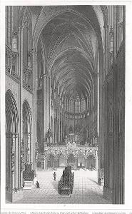 Praha interier sv. Víta, Brockhaus, oceloryt, 1850