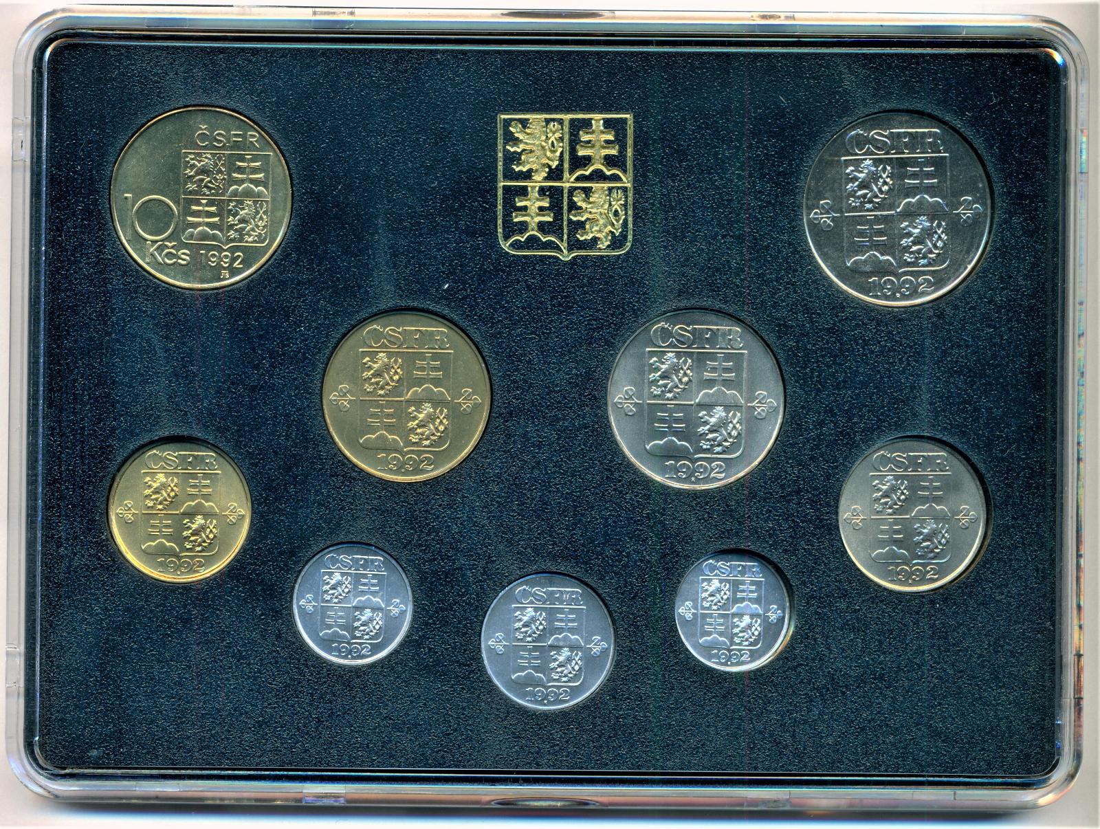 1992 - Sada oběžných mincí, 10 Kčs Rašín, velmi krásný stav!! - Numismatika