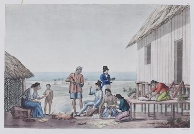 Filipíny , Agagna Guam, barevná akvatinta, 1820