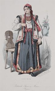Kroj Rusínský, kolor. litografie, 1875