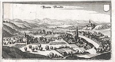 Blindenmarkt bei Ybbs , Merian,  mědiryt,  1649