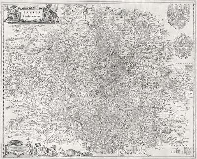 Blaeu G..: Hassia - Hessen, mědiryt, (1650)