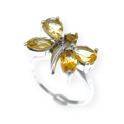 Stříbrný prstýnek se žlutým motýlkem s kamínky velikost 58