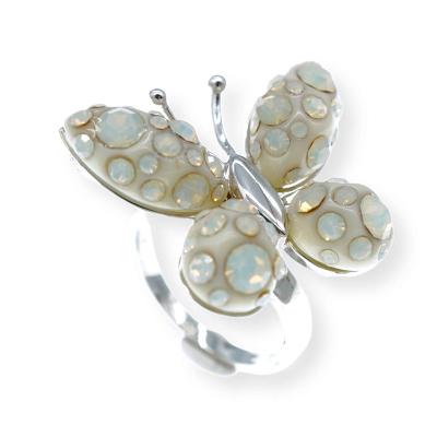 Stříbrný prstýnek s motýlkem s kamínky velikost 55