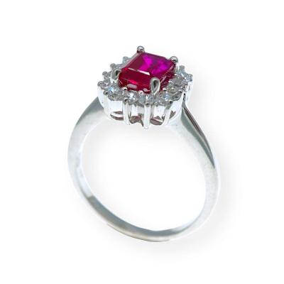 Stříbrný prstýnek s růžovým kamínkem velikost 56,5