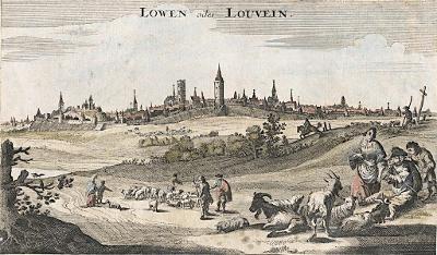 Löwen Louvain, Bodenehr,  kolor. mědiryt, 1700