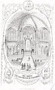 Mariánské Lázně kostel interier, litografie , 1850