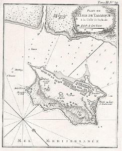 Tabarka Tunis, Bellin, mědiryt, 1764