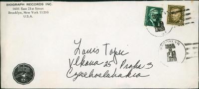20B308 Dopis N.Y. Biograph Records - Praha, výstřižek