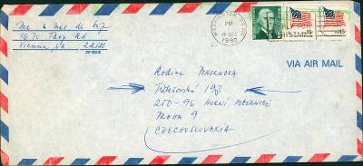 20B311 Dopis USA - Pokorný Horní Počernice, svitkové vydání známek R!