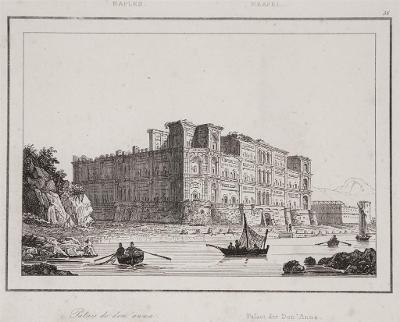 Napoli palazzo  Anna, Le Bas, oceloryt 1840