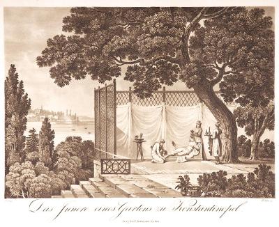 Konstantinopel zahrada, Döbler , akvatinta, 1819