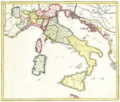 Italie , kolor.  mědiryt, 18. stol.