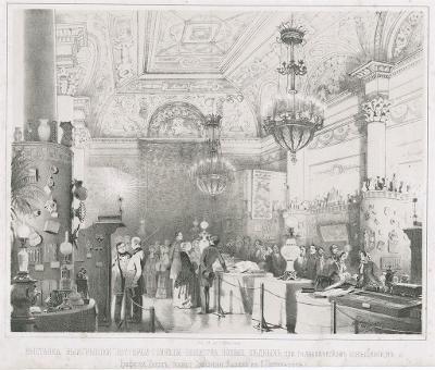 Petrohrad  u kněžny Borch, litografie, 1852