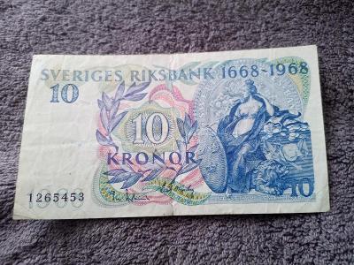 10 kronor Švédsko 1968.