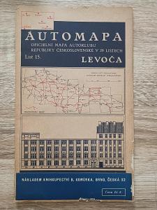 AUTOMAPA ČSR - Levoča - mapa autoklubu podle stavu z roku 1928