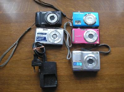 Digitální fotoaparáty 5ks, nutná oprava nebo na díly