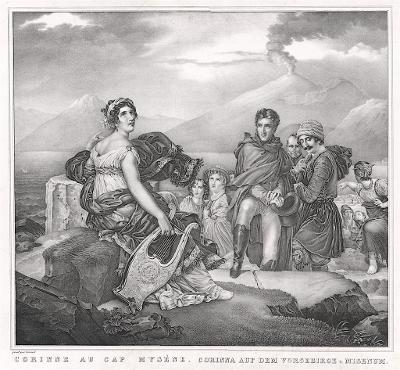 Misenum Vesuv, litografie, (1840)