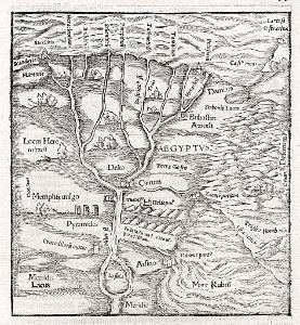 Egypt delta Nilu, S. Münster, dřevořez, (1590)