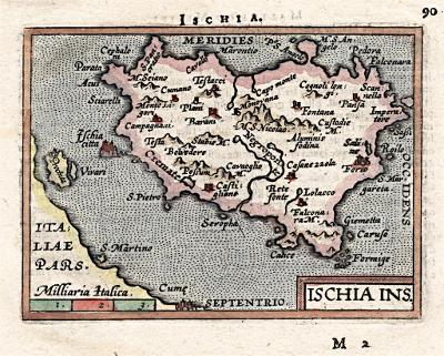 Ischia, Ortelius miniatur, mědiryt, 1602