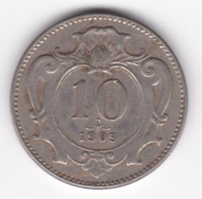 10 haléř (heller) 1909 - F.J.I. Rakousko-Uhersko