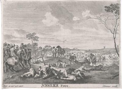 Bitva, Prenner, mědiryt , (1750)