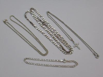 Stříbrné šperky - náramek, řetízky a přívěsek - KMB283