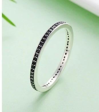 stříbrný prsten stohovatelný - černý zirkon