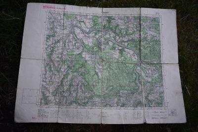 Mapa Podmokly, na plátně, 1: 75 000, 1957, 63x47 cm