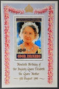 Cook Island, královna matka Elizabeth, 1ks aršík 
