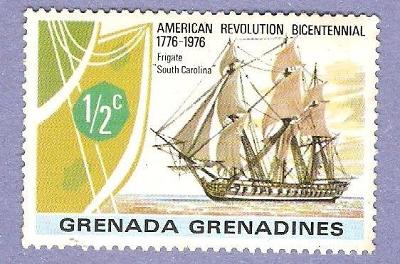 GRENADA GRENADINES - 1/2 C - AMERICAN REVOLUTION BICENTENNIAL