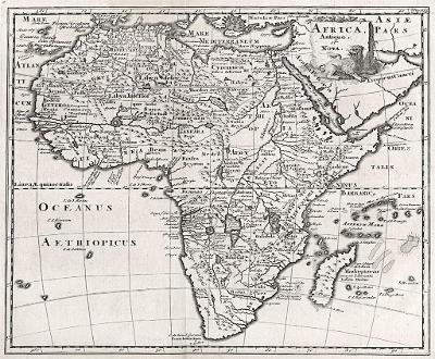 Cluver Ph. : Afrika, mědiryt, 1697