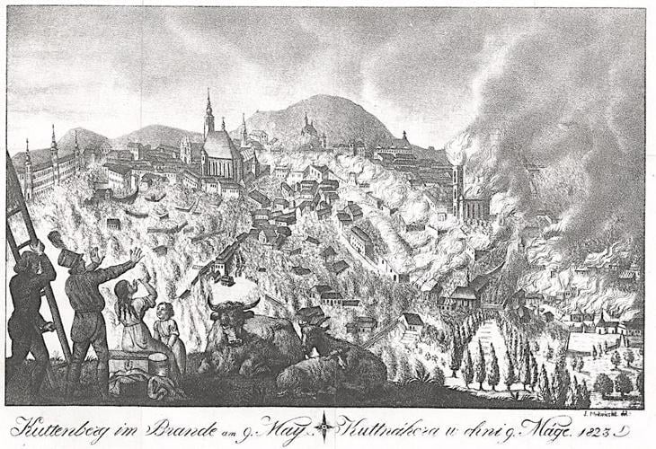 Kutná Hora požár 1823,  Mrkwicska, (1830) - Antikvariát