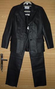 Nový černý kožený kalhotový kostým německá zn. Fashion Contept S 36