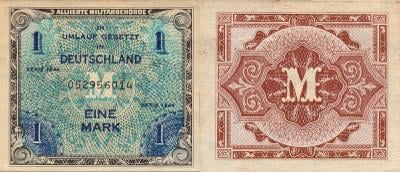 Německo; 1 Mark; 1944; VF; Pick#192a (Allied Militery Currency)
