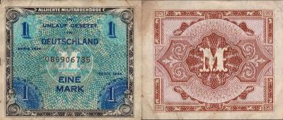 Německo 1 Mark; 1944; FF; Pick#192a (Allied Militery Currency)