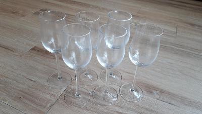 6+1 sklenic na víno - Moser - Křišťál (prodej starožitností a skla)