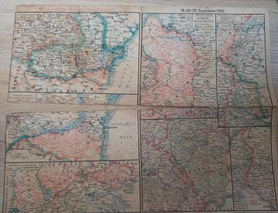 Stará mapa, bojiště 1. Světová válka, Maďarsko,  Srbsko, 1916