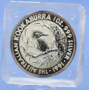 Austrálie 5 Dollars Kookaburra 1991 Ag 1 OZ BU čŠU011