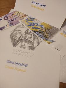 3-Pack Sláva Ukrajině 2022 bankovka + Grafický list + 0 Euro !NOVINKA!