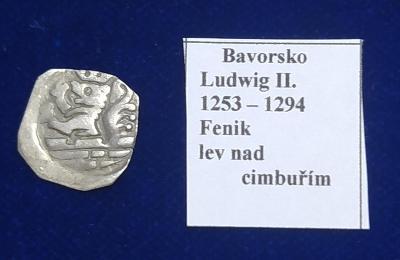 50A255 Bavorsko Ludwig II.1253-1294, fenik Lev nad cimbuřím mimořádný 