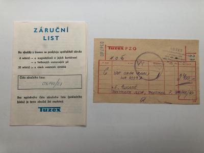 Záruční list + paragon BTVP COLOR ORAVAN LUX rok 1990 TUZEX Ostrava