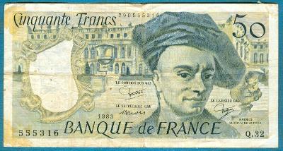 Francie 50 franků 1983 z oběhu - dírky