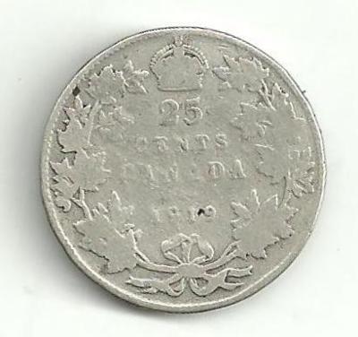 25 Cent Kanada 1919 Stříbro
