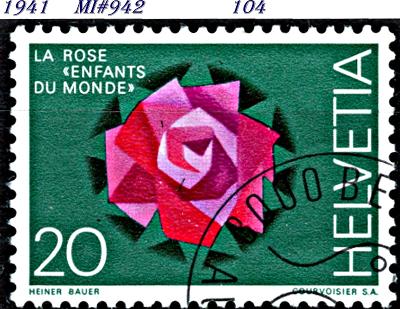 Švýcarsko 1971, stylizovaná růže