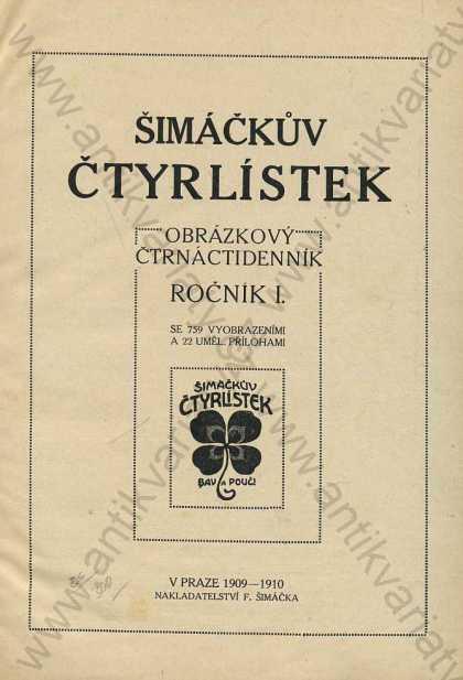 Šimáčkův čtyřlístek ročník 1. 1909-1910 - Knihy a časopisy