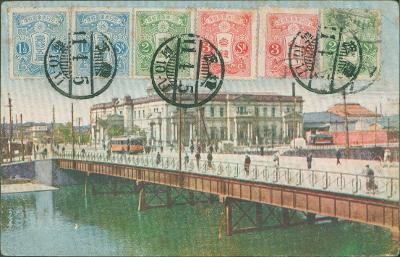 10B4774 JAPAN,MITSUTARO NARUKO/Praha-pohlednice,dekorativní frankatura